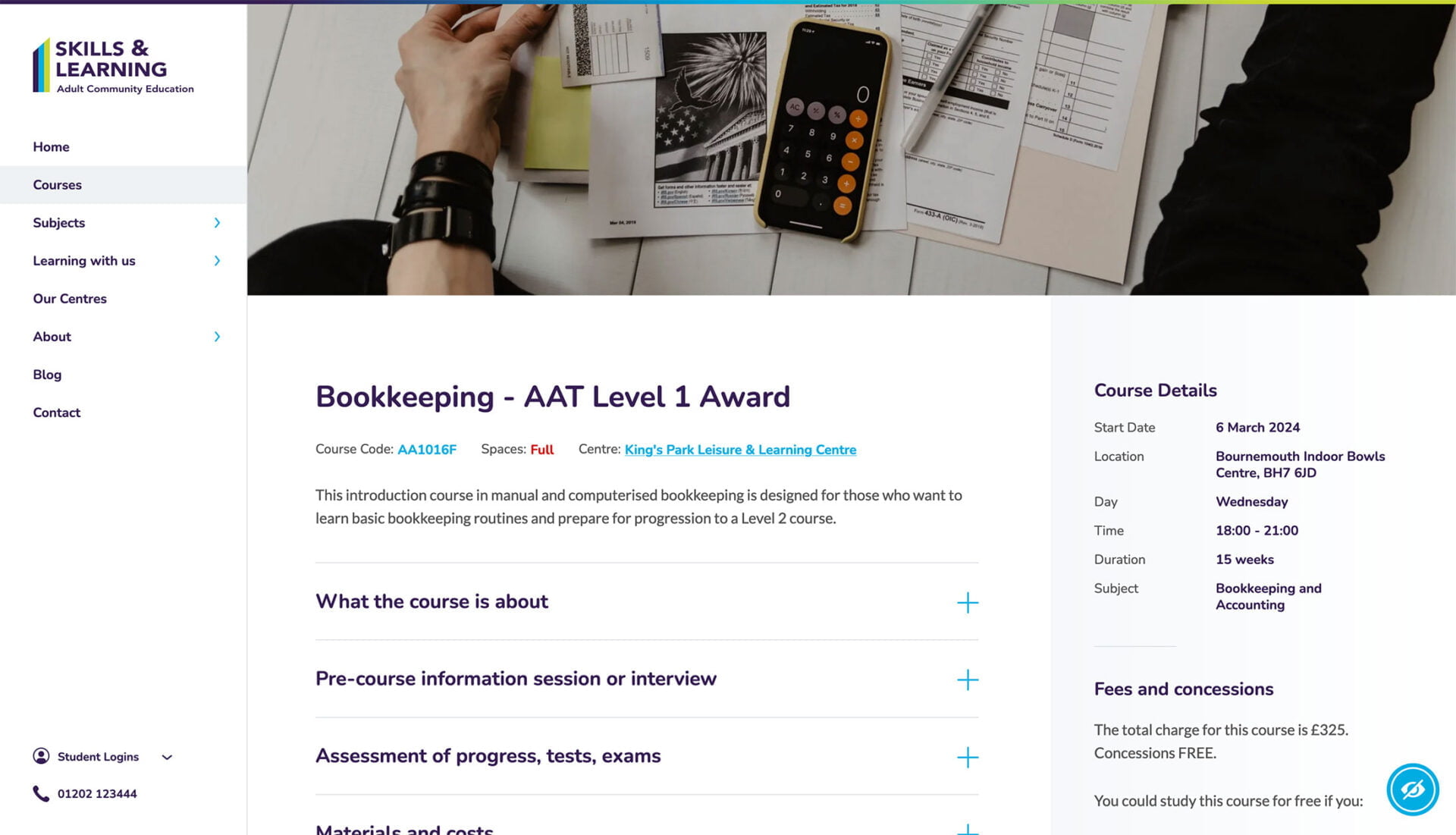 Skills & Learning website case study